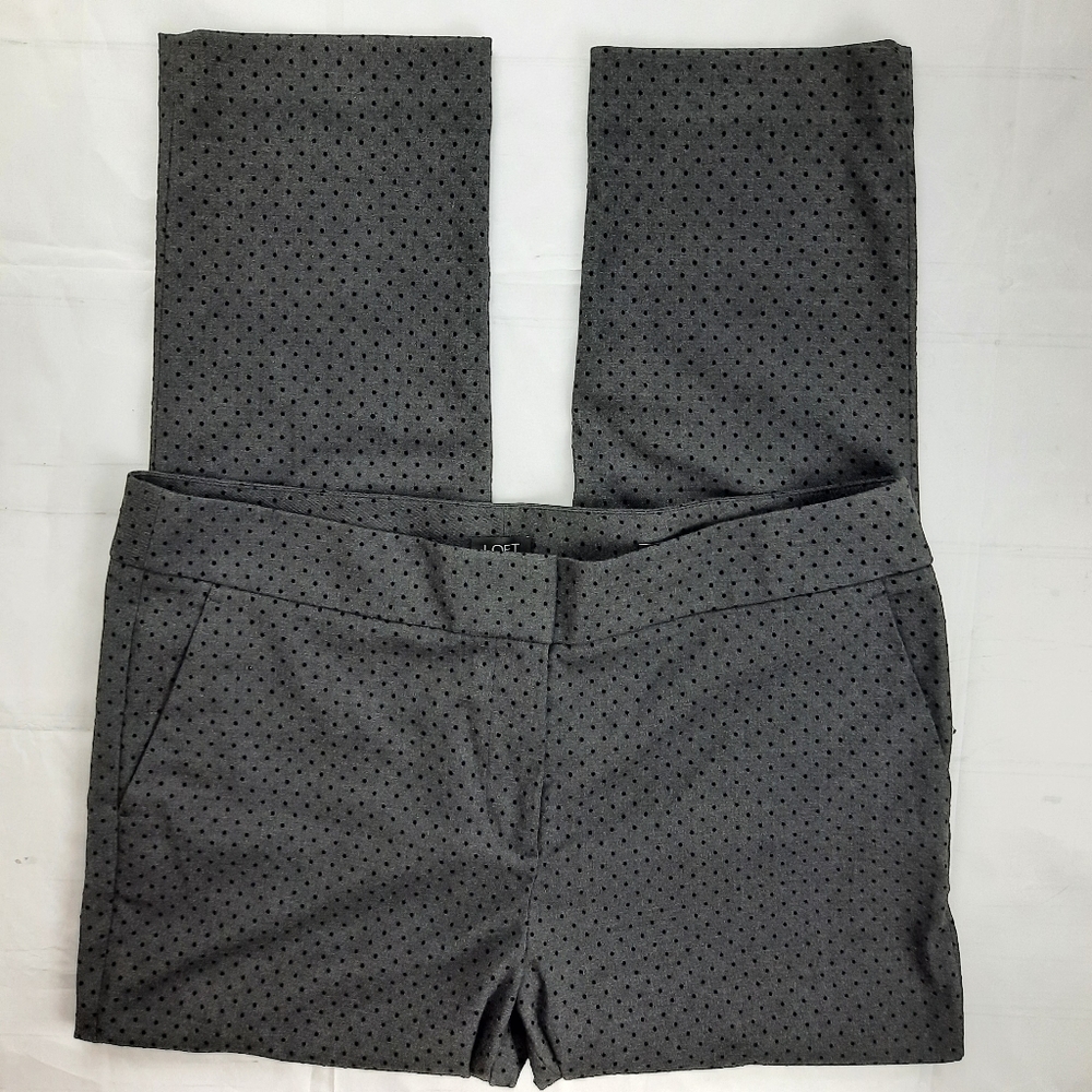 LOFT Gray Polka Dot Cropped Marisa Pants